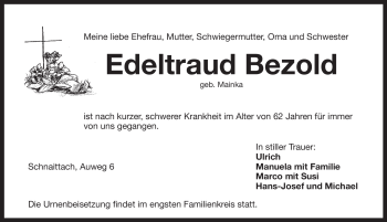 Traueranzeige von Edeltraud Bezold von Pegnitz-Zeitung